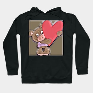 Big Heart Teddy Bear Valentine's Day Apparel Hoodie